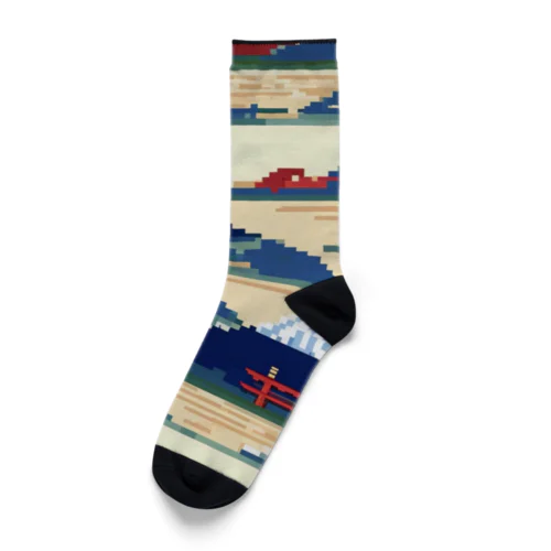 富士山ピクセルアート Socks