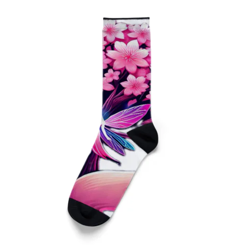 桜と妖精のシルエット2 Socks