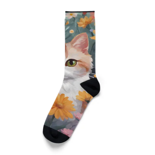 ロココFLOWERキャットコスモス Socks