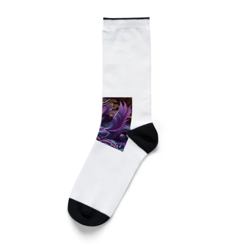 神秘的な紫の神龍 Socks