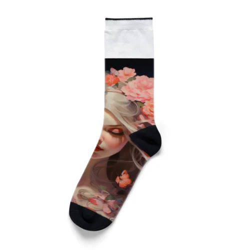 バラの花に囲まれて　なでしこ1478 Socks