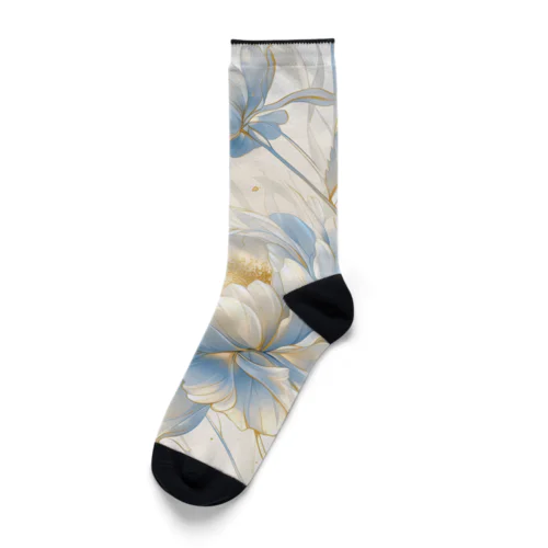 Lucky Flower Silver Blue Socks