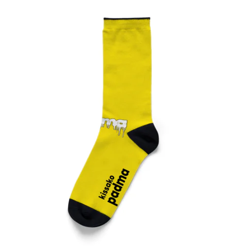 dripping logo socks yellow ソックス