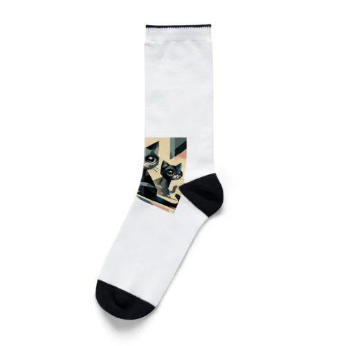 黒猫　キュビズム01 Socks