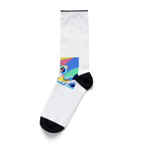 カラフルタイガーちゃんのサーフィン Socks