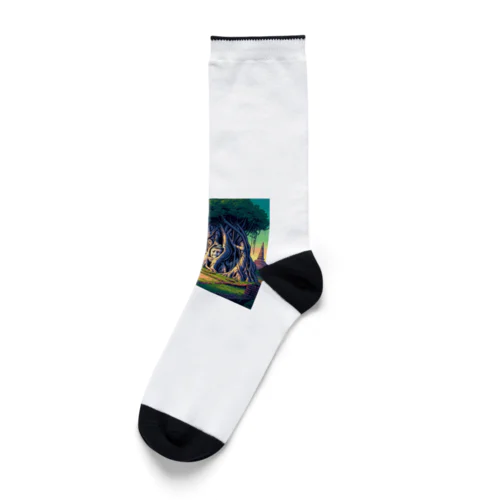 アユタヤ遺跡（pixel art） Socks