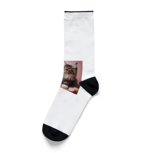 猫とマカロン Socks