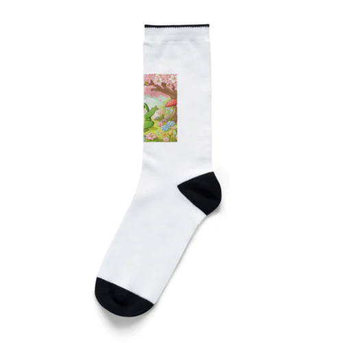 春を感じるぷにぷにカエル Socks