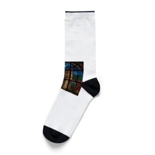 北米の湖のステンドグラス Socks