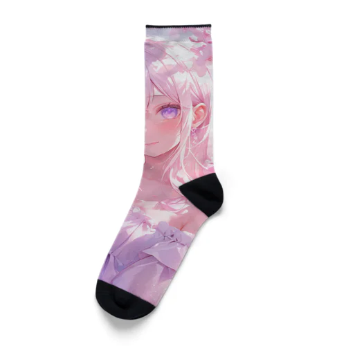 桜の下の少女幸せいっぱい　なでしこ1478 Socks