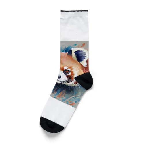 水彩風レッサーパンダ Socks