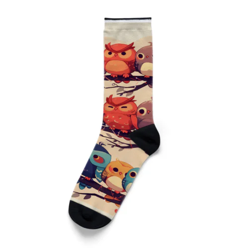 個性的な華やかなフクロウたち　Hime  2530 Socks