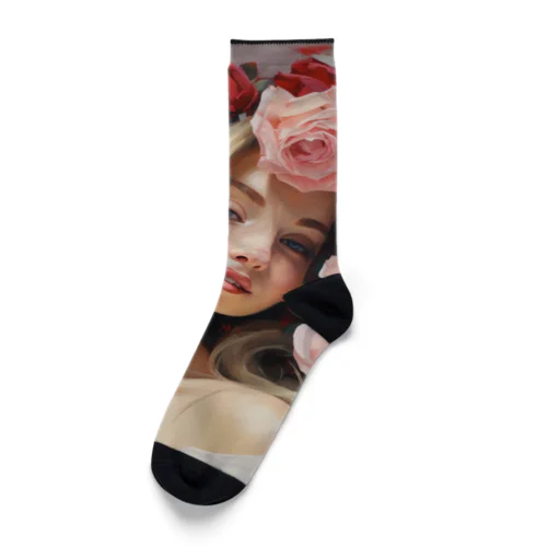 バラの花飾り　なでしこ1478 Socks