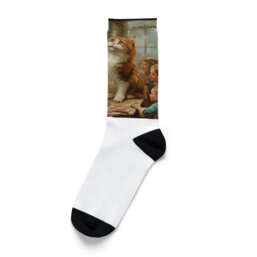 猫が絵を教えているアメジスト 2846 Socks