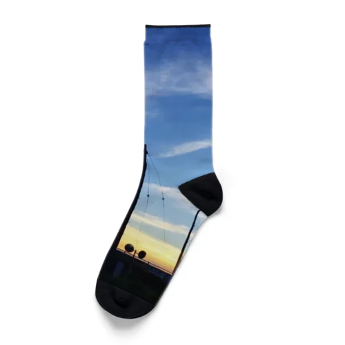 夕焼けの防波堤 Socks