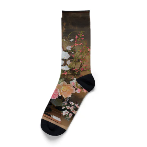 高価な屏風と立派な生花　BLUE PLUM  691 Socks