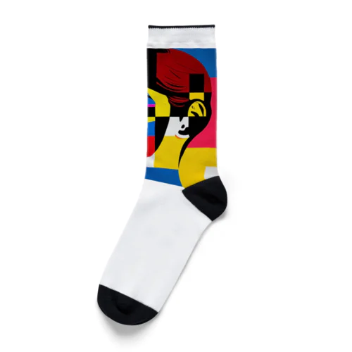 pop art rainbow  woman Socks