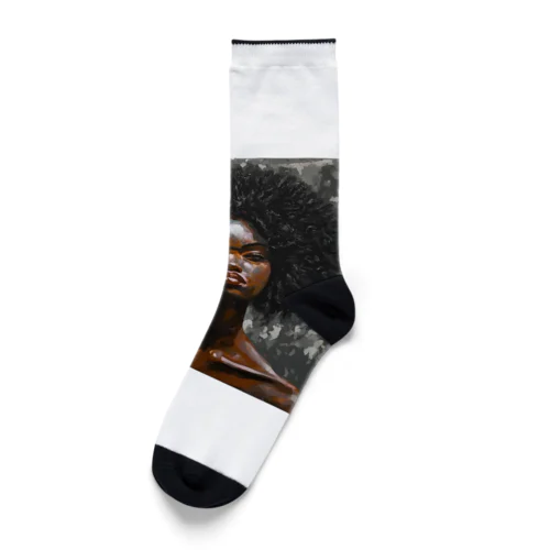 アフロヘアの女性 Socks
