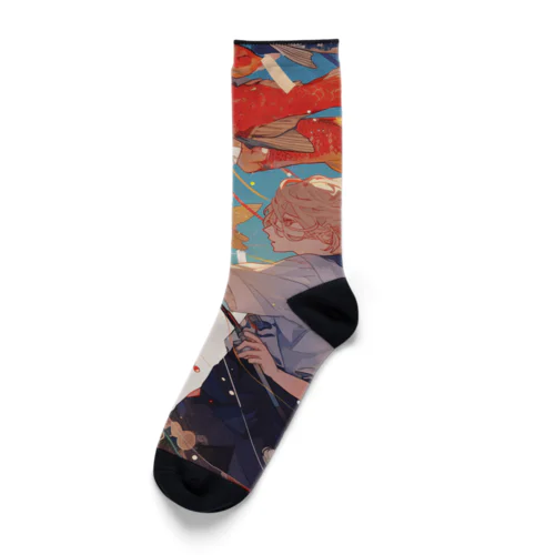 鯉のぼりを操る男の子　ラフルール　1859 Socks