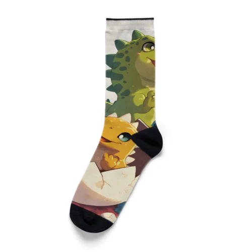 恐竜の誕生喜び　なでしこ1478 Socks