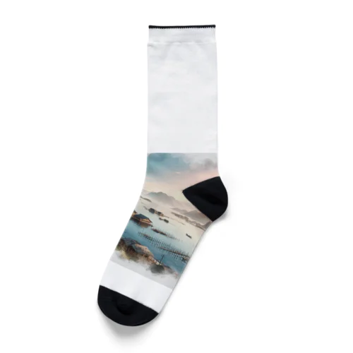 水彩画家丸山晩霞の近代画像グッズ Socks