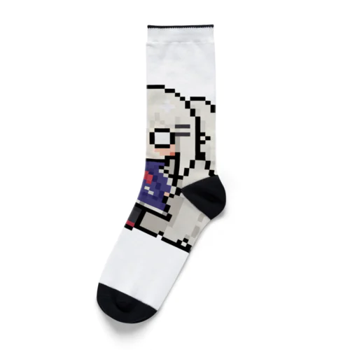 ドット絵の白髪ロング美少女 Socks