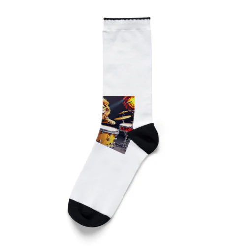 ドラムをたたくライオン Socks