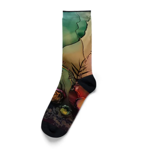 幻想的で綺麗な花　ラフルール　1859 Socks