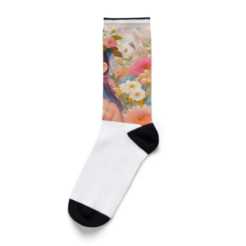 可愛い女の子とお花10 Socks