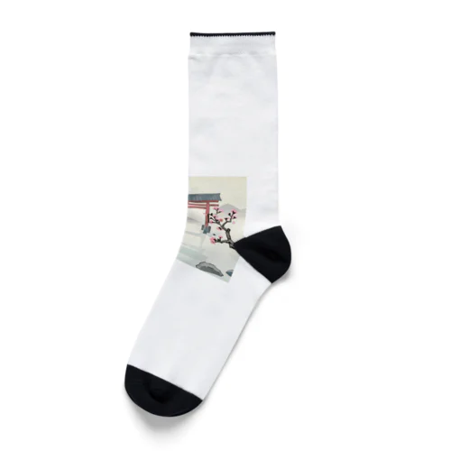 桜と鳥居　ー Cherry Blossoms and Torii ー Socks