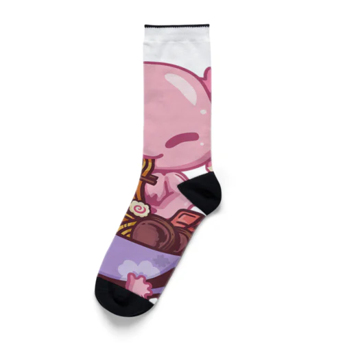 アホロートルラーメンアニメかわいい食べる女の子ティーンズ Socks