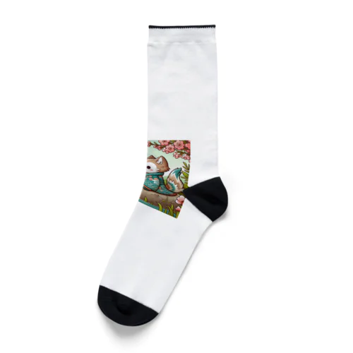 ほのぼの猫と鯉 Socks