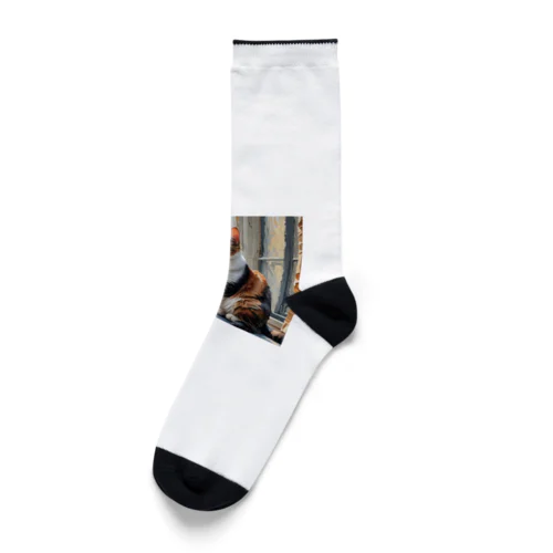 外を見る猫 Socks