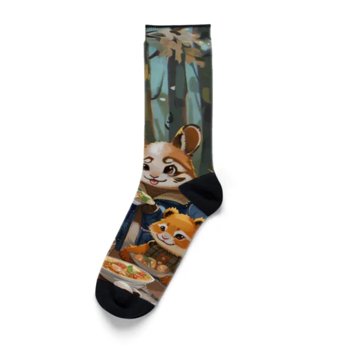 森の中で動物達がピクニック　なでしこ1478 Socks