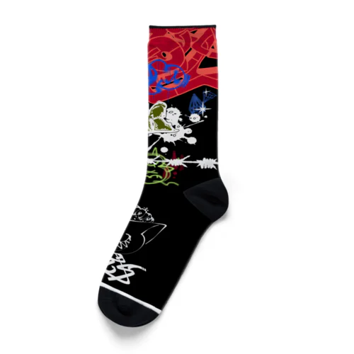 黒猫が履くくつした Socks