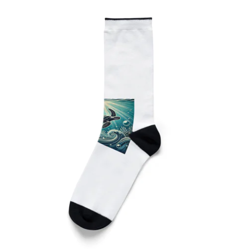 ウミガメと水流 Socks