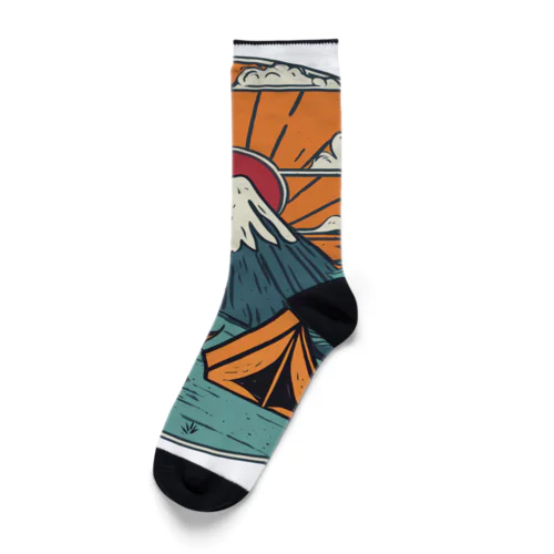 富士山とキャンプ Socks