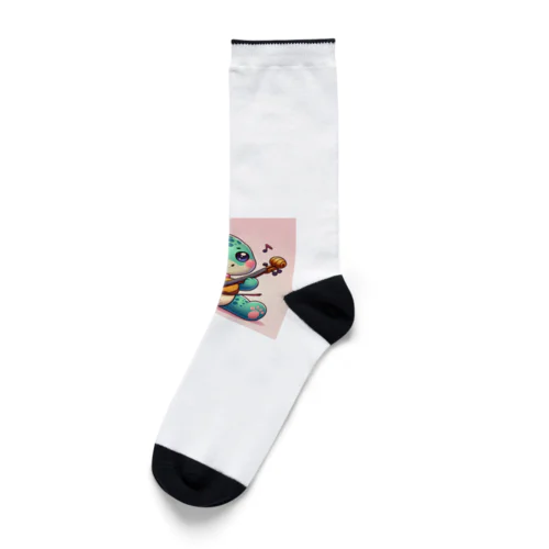 かわいい恐竜がバイオリン練習中 Socks