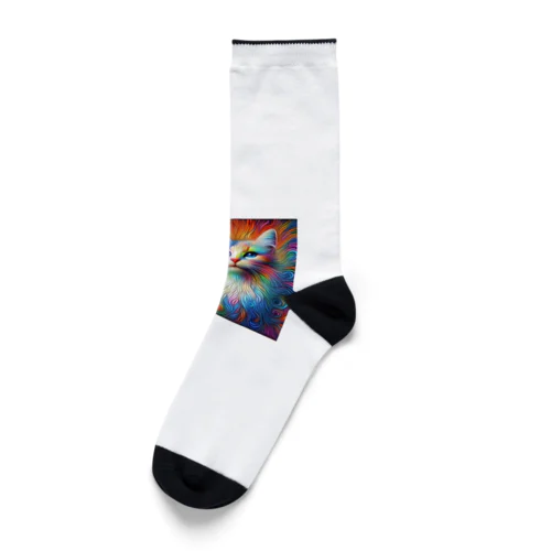 虹色　猫 Socks