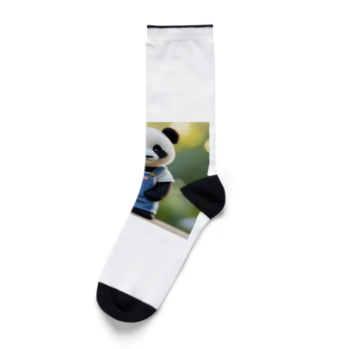 オーバオールを着るパンダ🐼 Socks