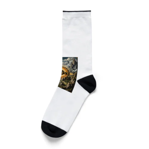 REALIVEロゴ金の光と山々 9-2-250202 Socks