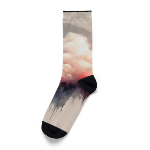 雲の断片を描くミニマルな形 Socks