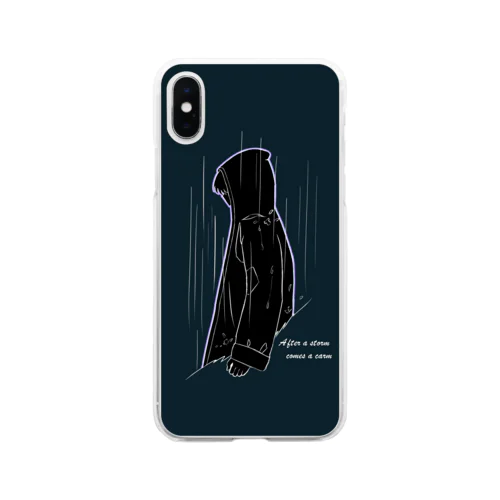 【iPhoneXS/X用】Ame/ネイビー Soft Clear Smartphone Case