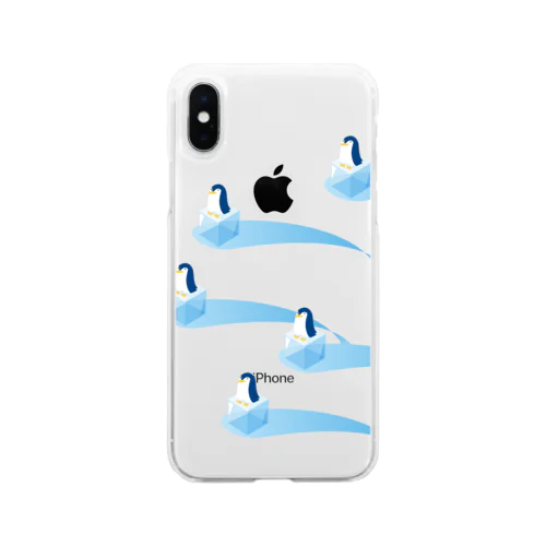 氷とペンギン（5羽） Soft Clear Smartphone Case