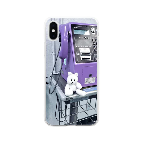 公衆電話と、くまきち Soft Clear Smartphone Case