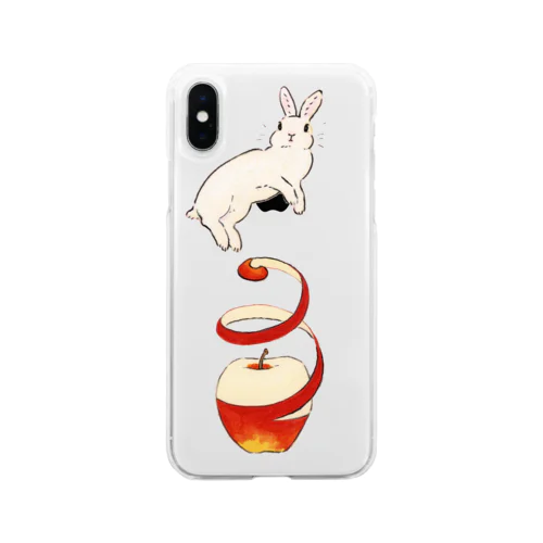 りんご大好きうさぎ Soft Clear Smartphone Case