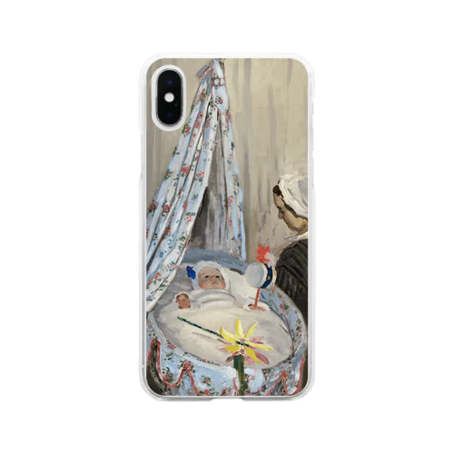 004-028　クロード・モネ　『ゆりかご-画家の息子ジャンとカミーユ』　クリア　スマホケース　iPhone XS/X専用デザイン　CC2 ソフトクリアスマホケース