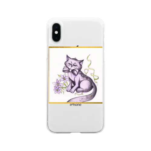 すました猫 Soft Clear Smartphone Case