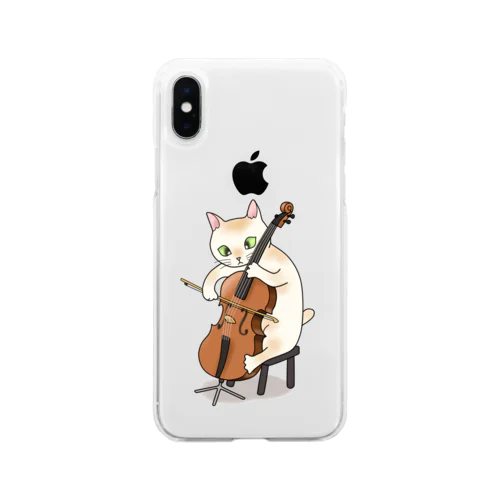 チェロを弾く猫 Soft Clear Smartphone Case