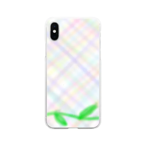 ほんわか優しいクロス模様Ⅱと葉っぱ Soft Clear Smartphone Case